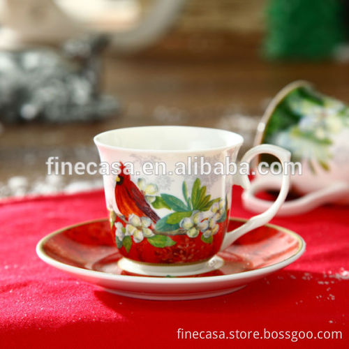 100CC New Bone China Christmas Cups and Saucers